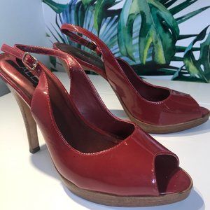 Vintage red patent leather peep toe size 37